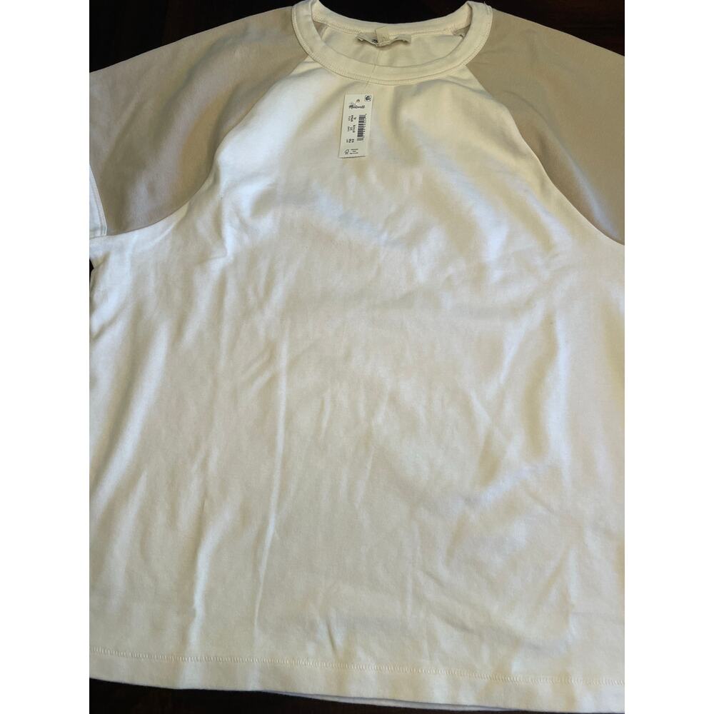 Madewell Womens Compact Rib Short sleeve baby tee XL NWT antique cream